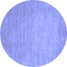 Round Machine Washable Solid Blue Modern Rug, wshcon72blu