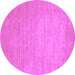 Round Machine Washable Solid Purple Modern Area Rugs, wshcon72pur