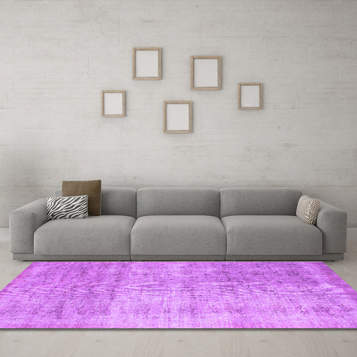 Machine Washable Abstract Purple Contemporary Area Rugs in a Living Room, wshcon730pur