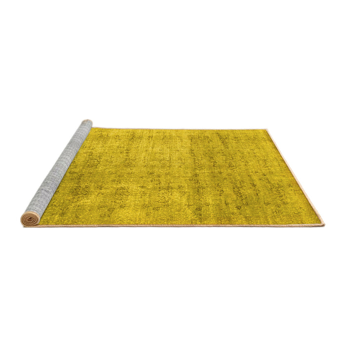 Sideview of Machine Washable Abstract Yellow Contemporary Rug, wshcon730yw