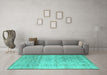 Machine Washable Abstract Turquoise Contemporary Area Rugs in a Living Room,, wshcon730turq