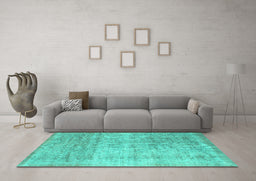 Machine Washable Abstract Turquoise Contemporary Area Rugs in a Living Room,, wshcon730turq