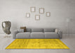 Machine Washable Abstract Yellow Contemporary Rug in a Living Room, wshcon730yw