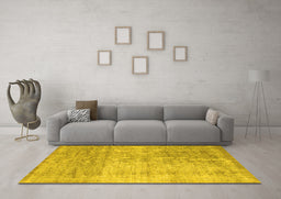 Machine Washable Abstract Yellow Contemporary Rug in a Living Room, wshcon730yw