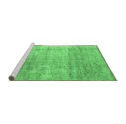 Sideview of Machine Washable Abstract Emerald Green Contemporary Area Rugs, wshcon730emgrn