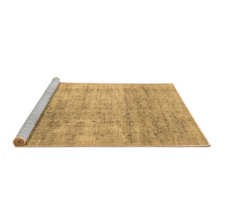 Sideview of Machine Washable Abstract Brown Contemporary Rug, wshcon730brn