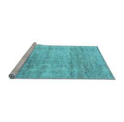 Sideview of Machine Washable Abstract Light Blue Contemporary Rug, wshcon730lblu