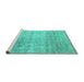 Sideview of Machine Washable Abstract Turquoise Contemporary Area Rugs, wshcon730turq