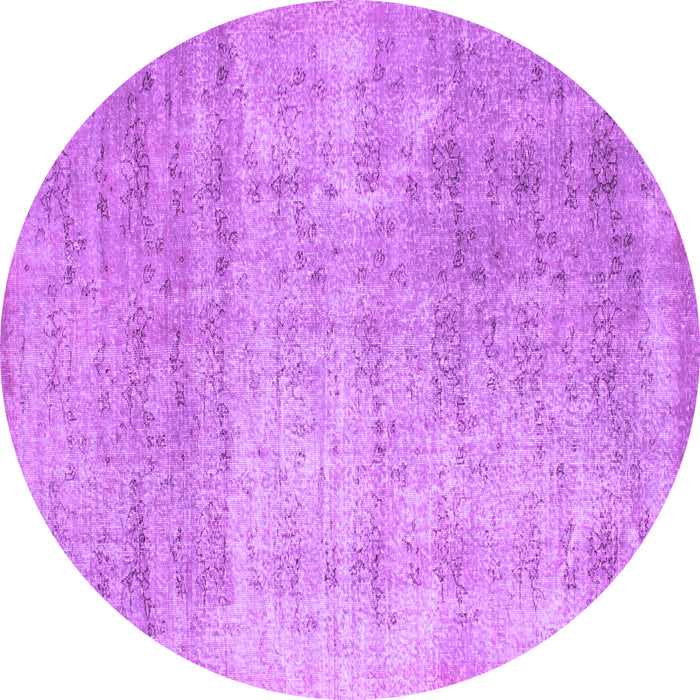 Round Machine Washable Abstract Purple Contemporary Area Rugs, wshcon730pur