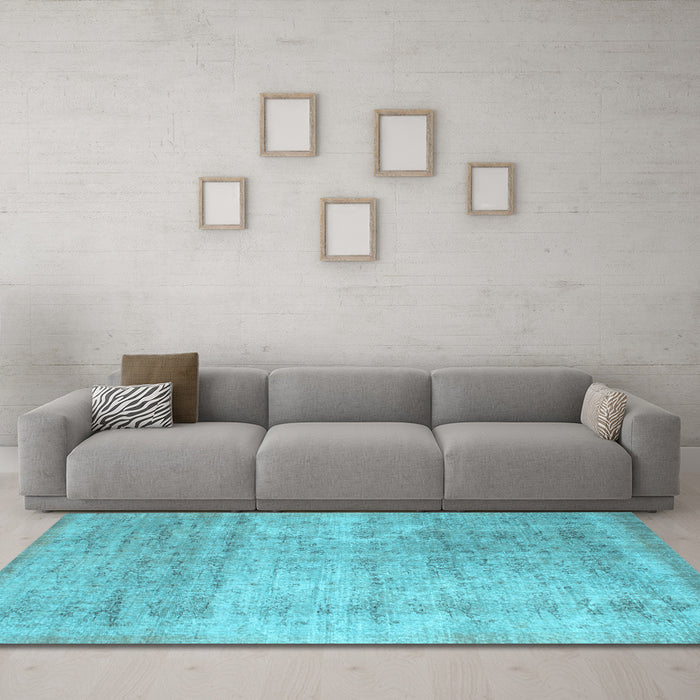 Machine Washable Abstract Light Blue Contemporary Rug in a Living Room, wshcon730lblu