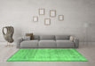 Machine Washable Abstract Emerald Green Contemporary Area Rugs in a Living Room,, wshcon730emgrn