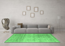 Machine Washable Abstract Emerald Green Contemporary Area Rugs in a Living Room,, wshcon730emgrn