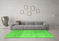 Machine Washable Abstract Green Contemporary Rug, wshcon730grn