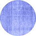 Round Abstract Blue Contemporary Rug, con730blu