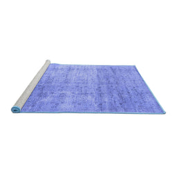 Sideview of Machine Washable Abstract Blue Contemporary Rug, wshcon730blu