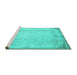 Sideview of Machine Washable Abstract Turquoise Contemporary Area Rugs, wshcon731turq