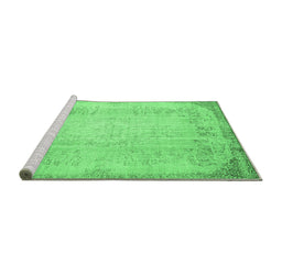 Sideview of Machine Washable Abstract Emerald Green Contemporary Area Rugs, wshcon731emgrn