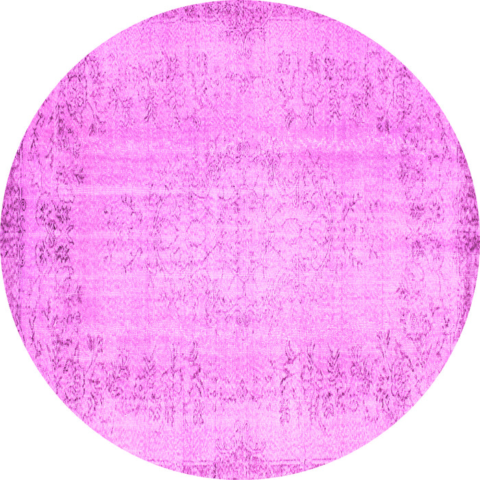 Round Abstract Pink Contemporary Rug, con731pnk