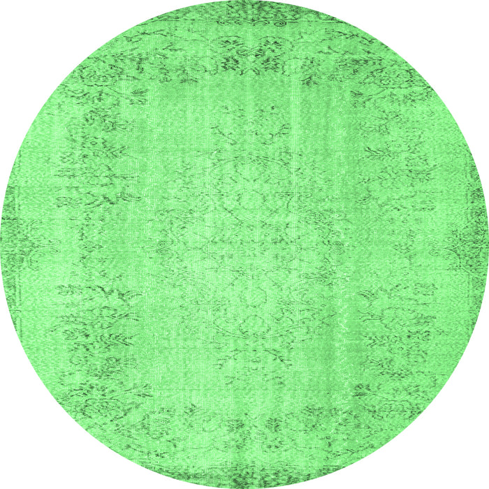 Round Abstract Emerald Green Contemporary Rug, con731emgrn