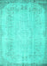 Machine Washable Abstract Turquoise Contemporary Area Rugs, wshcon731turq