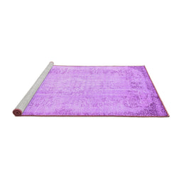 Sideview of Machine Washable Abstract Purple Contemporary Area Rugs, wshcon731pur