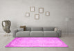 Machine Washable Abstract Pink Contemporary Rug in a Living Room, wshcon731pnk