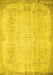Machine Washable Abstract Yellow Contemporary Rug, wshcon731yw