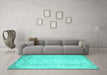 Machine Washable Abstract Turquoise Contemporary Area Rugs in a Living Room,, wshcon731turq