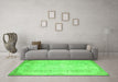 Machine Washable Abstract Green Contemporary Area Rugs in a Living Room,, wshcon731grn