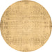 Round Abstract Brown Contemporary Rug, con731brn