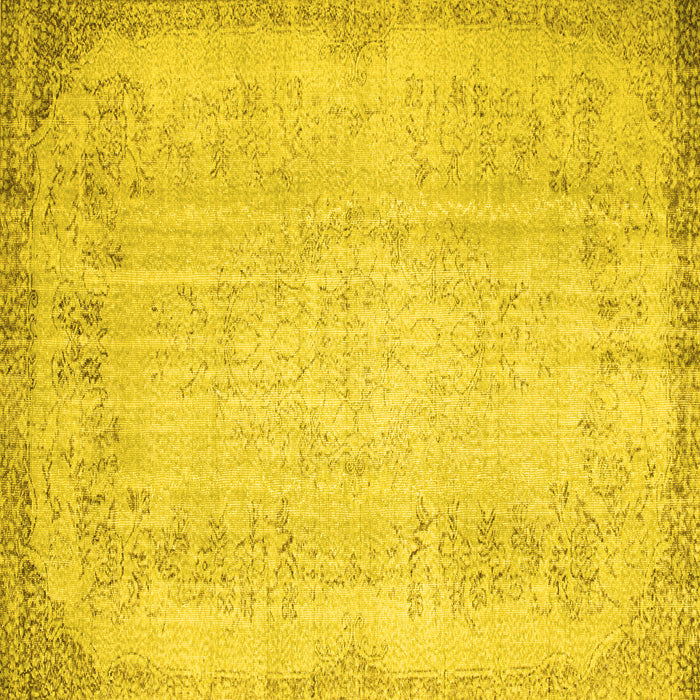 Square Abstract Yellow Contemporary Rug, con731yw