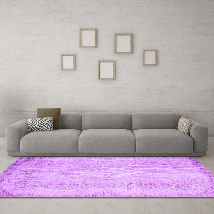 Machine Washable Abstract Purple Contemporary Area Rugs in a Living Room, wshcon731pur