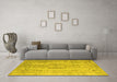 Machine Washable Persian Yellow Bohemian Rug in a Living Room, wshcon732yw