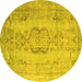 Round Machine Washable Persian Yellow Bohemian Rug, wshcon732yw