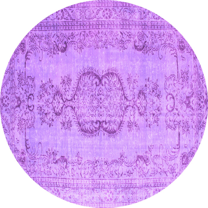 Round Machine Washable Persian Purple Bohemian Area Rugs, wshcon732pur