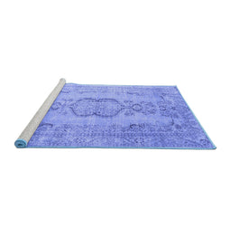 Sideview of Machine Washable Persian Blue Bohemian Rug, wshcon732blu