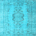 Square Machine Washable Persian Light Blue Bohemian Rug, wshcon732lblu