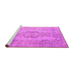 Sideview of Machine Washable Persian Pink Bohemian Rug, wshcon732pnk
