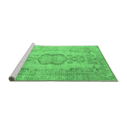 Sideview of Machine Washable Persian Emerald Green Bohemian Area Rugs, wshcon732emgrn