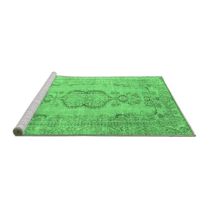 Sideview of Machine Washable Persian Emerald Green Bohemian Area Rugs, wshcon732emgrn