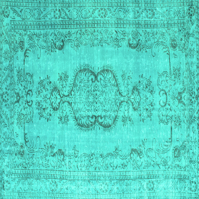 Square Machine Washable Persian Turquoise Bohemian Area Rugs, wshcon732turq
