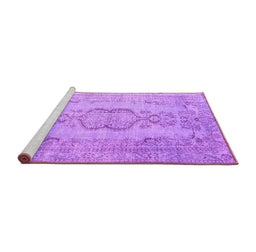 Sideview of Machine Washable Persian Purple Bohemian Area Rugs, wshcon732pur