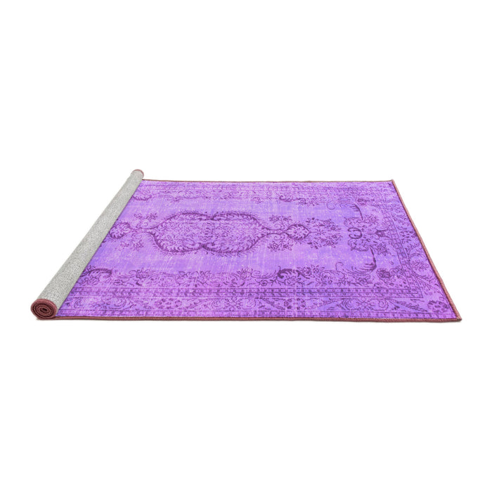 Sideview of Machine Washable Persian Purple Bohemian Area Rugs, wshcon732pur