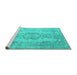 Sideview of Machine Washable Persian Turquoise Bohemian Area Rugs, wshcon732turq