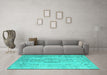 Machine Washable Persian Turquoise Bohemian Area Rugs in a Living Room,, wshcon732turq