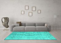 Machine Washable Persian Turquoise Bohemian Rug, wshcon732turq