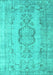 Machine Washable Persian Turquoise Bohemian Area Rugs, wshcon732turq