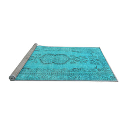 Sideview of Machine Washable Persian Light Blue Bohemian Rug, wshcon732lblu