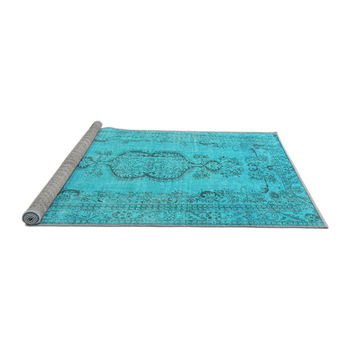 Sideview of Machine Washable Persian Light Blue Bohemian Rug, wshcon732lblu