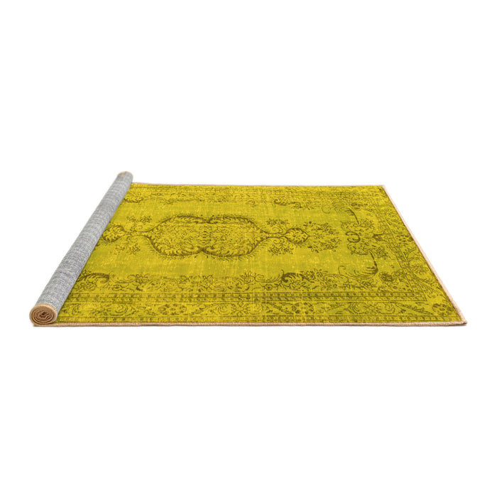 Sideview of Machine Washable Persian Yellow Bohemian Rug, wshcon732yw